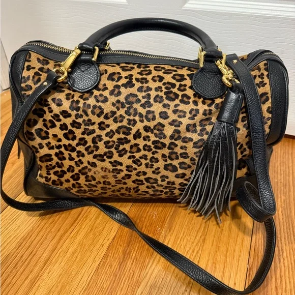 Banana Republic Leopard Print Leather Handbag - Picture 1 of 5